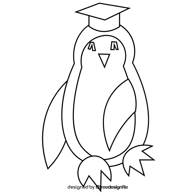 School penguin black and white clipart