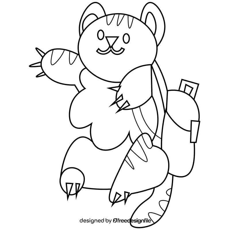 School tiger black and white clipart