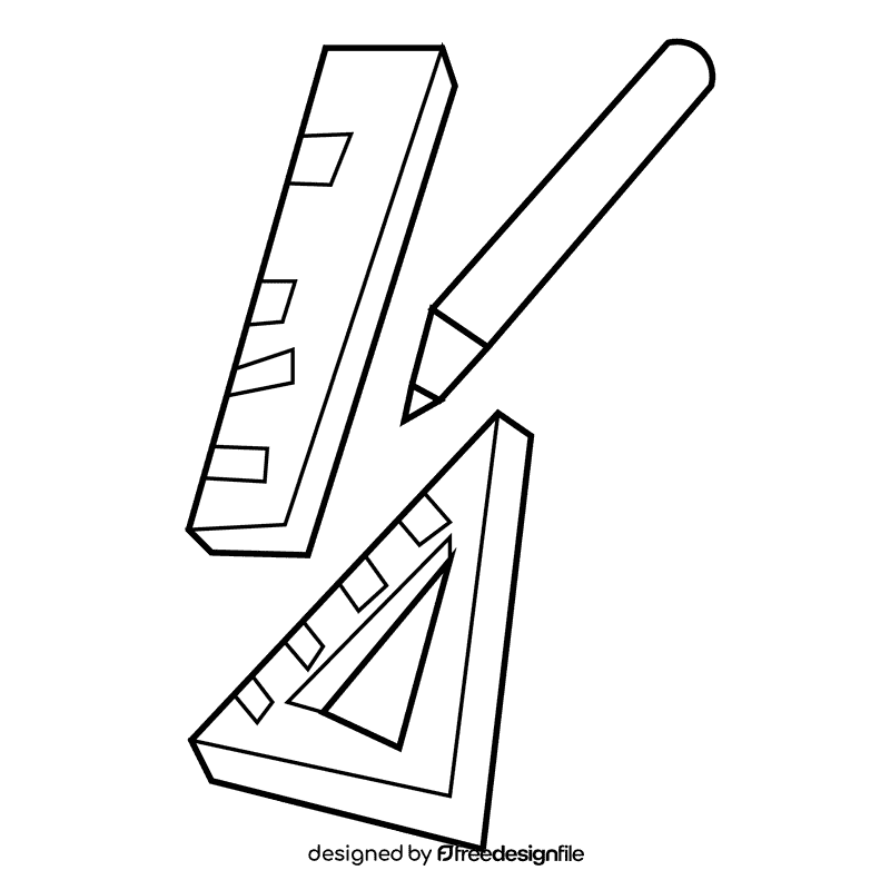 School tools black and white clipart