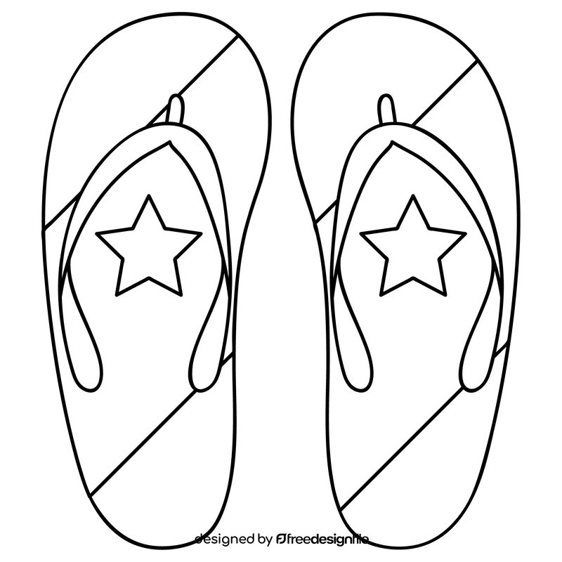 Independence Day flip flops drawing black and white clipart