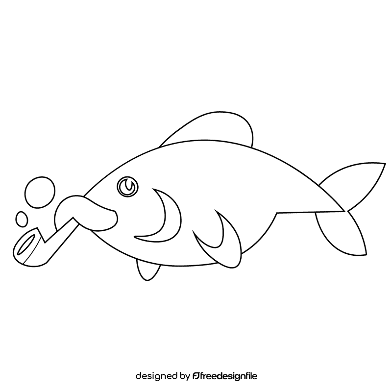 Sea fish big black and white clipart