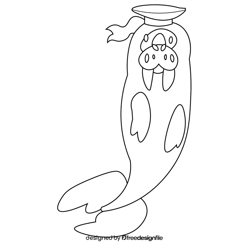 Sea walrus captain black and white clipart