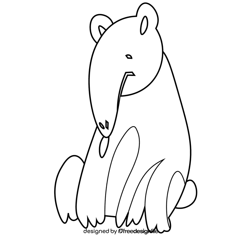 South american anteater black and white clipart