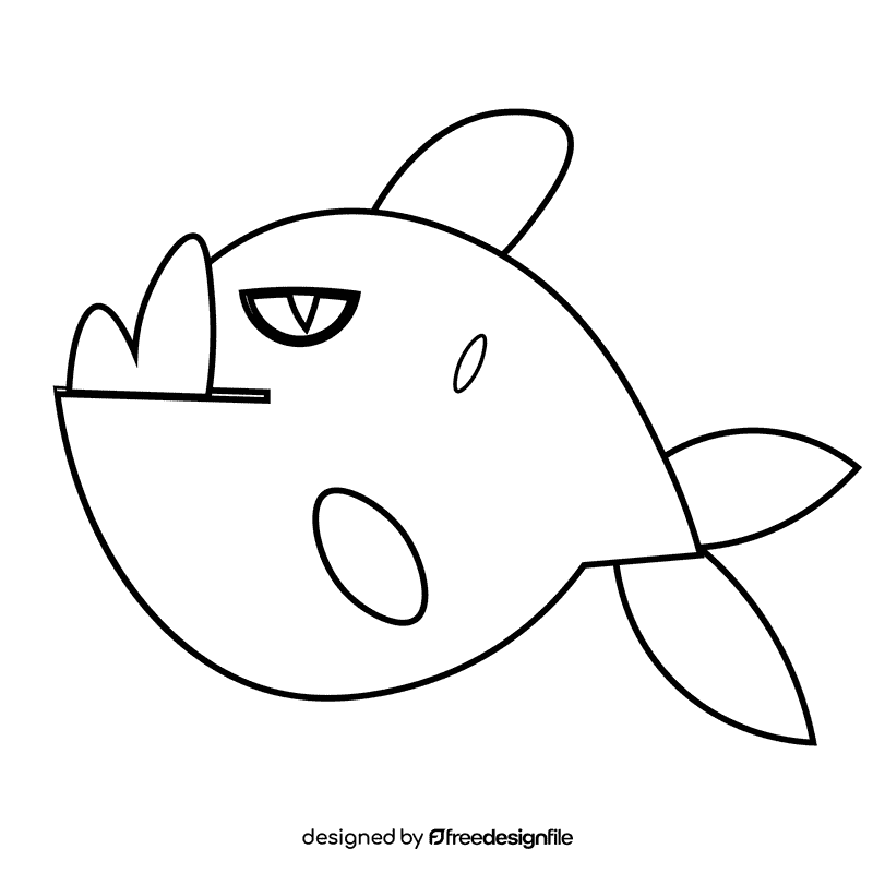 South america piranha black and white clipart