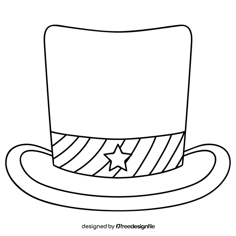 American hat Independence day drawing black and white clipart