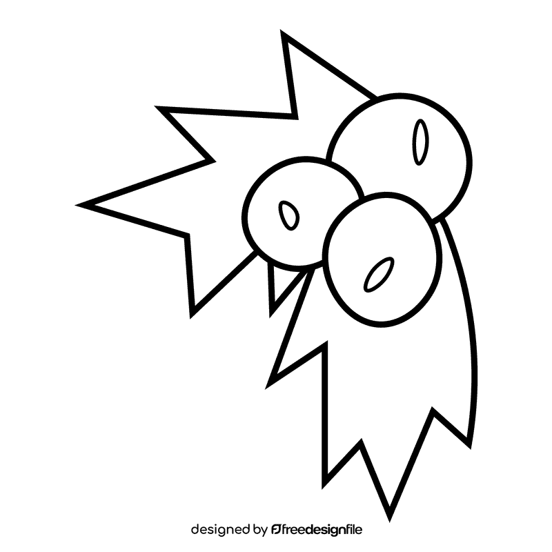 Winter berries black and white clipart