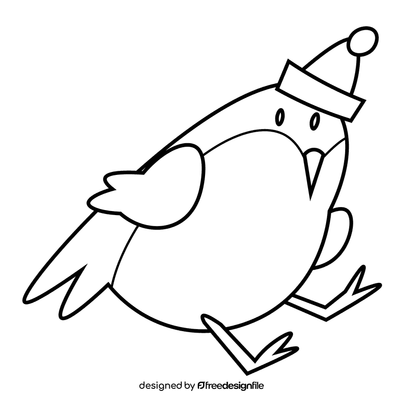 Winter bird black and white clipart