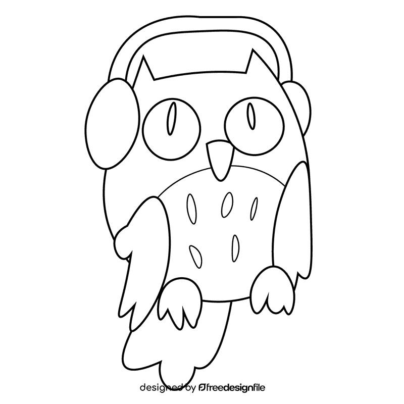 Winter owl black and white clipart