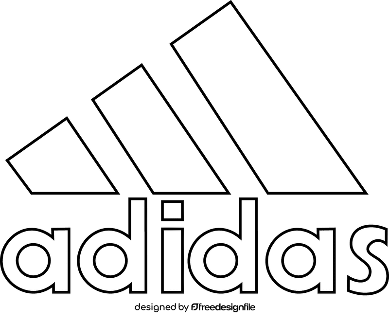 Adidas logo white black and white clipart