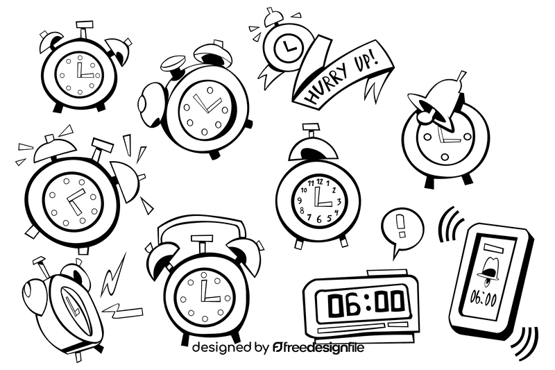 Alarm clock black and white vector
