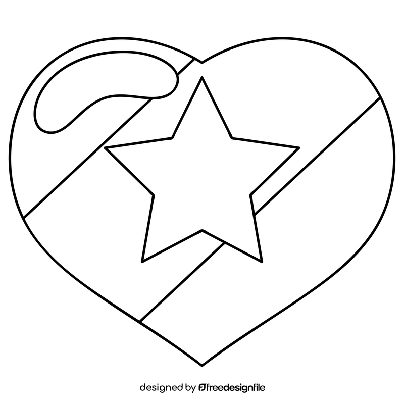 4th of july patriotic heart drawing black and white clipart