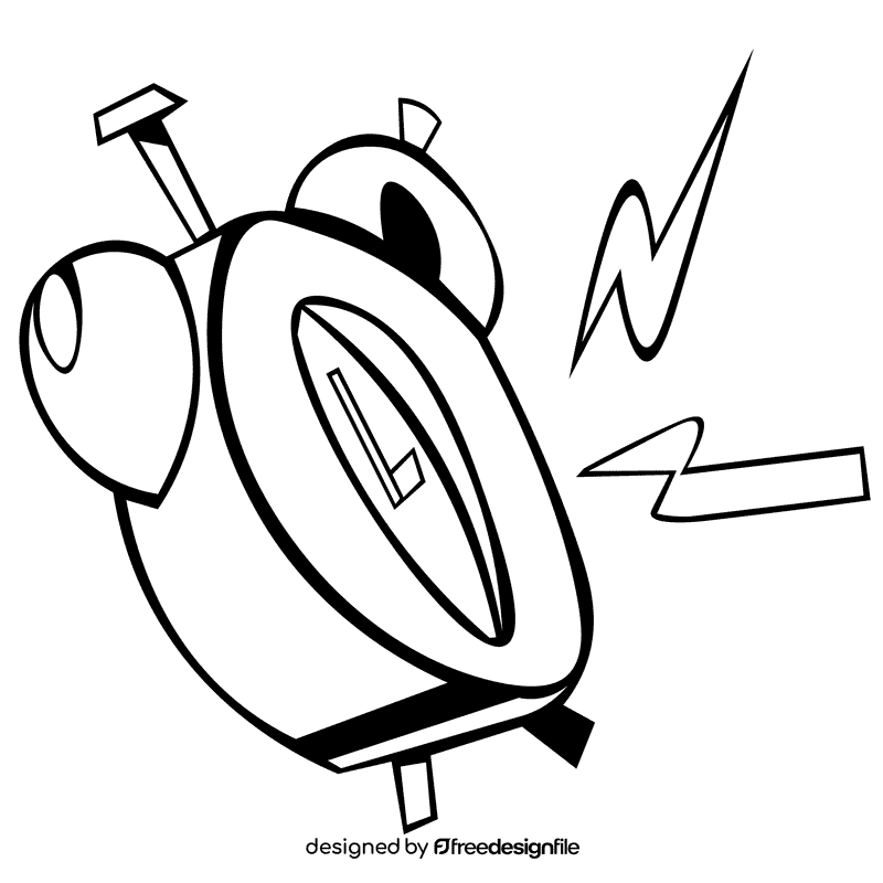 Alarm clock alarm black and white clipart