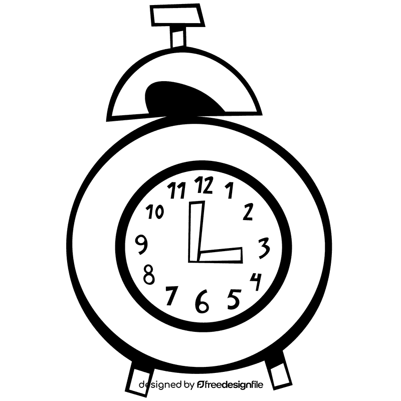 Alarm clock figures black and white clipart
