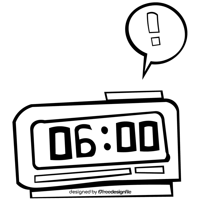 Alarm clock new black and white clipart