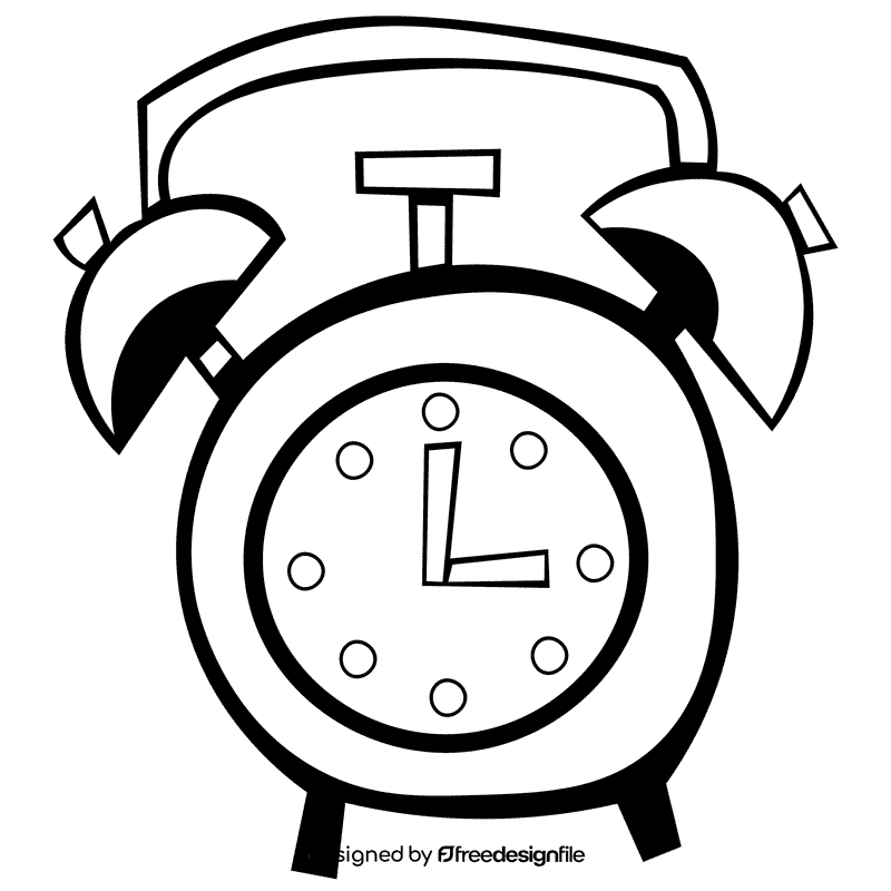 Alarm clock old black and white clipart