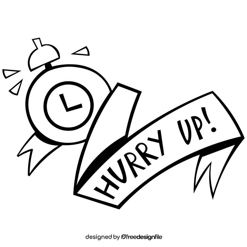 Alarm clock sticker black and white clipart