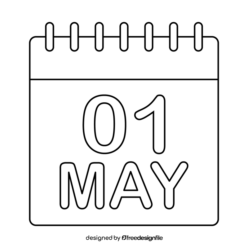 Labor Day calendar May 1 black and white clipart