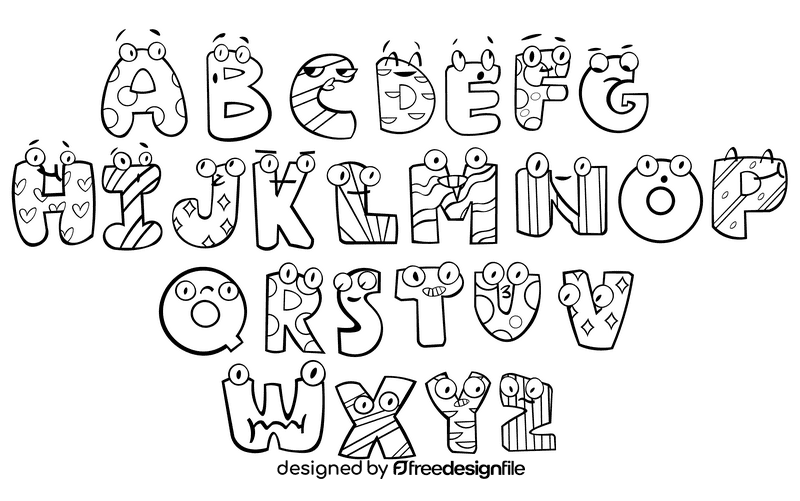 Alphabet black and white vector Alphabet black and white vector