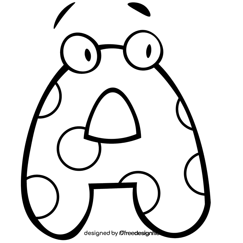 Alphabet letter a black and white clipart