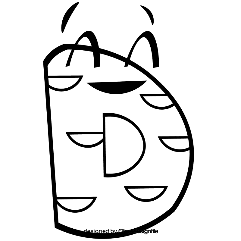 Alphabet letter d black and white clipart