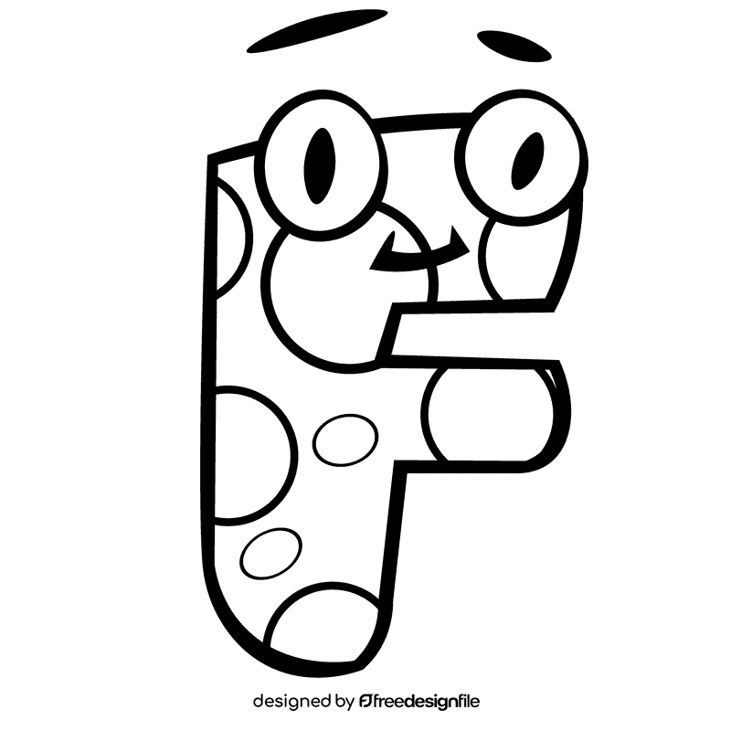 Alphabet letter f black and white clipart
