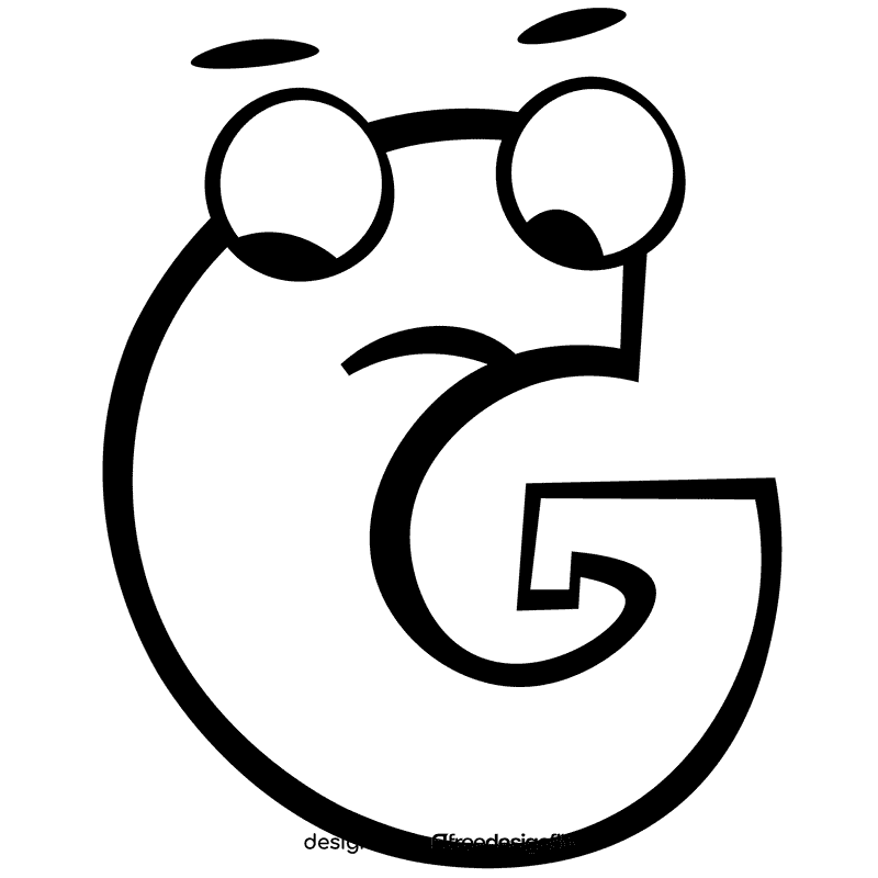 Alphabet letter g black and white clipart