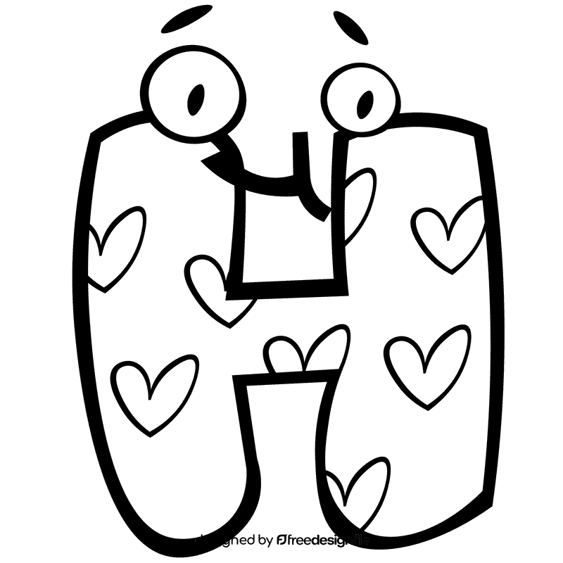 Alphabet letter h black and white clipart