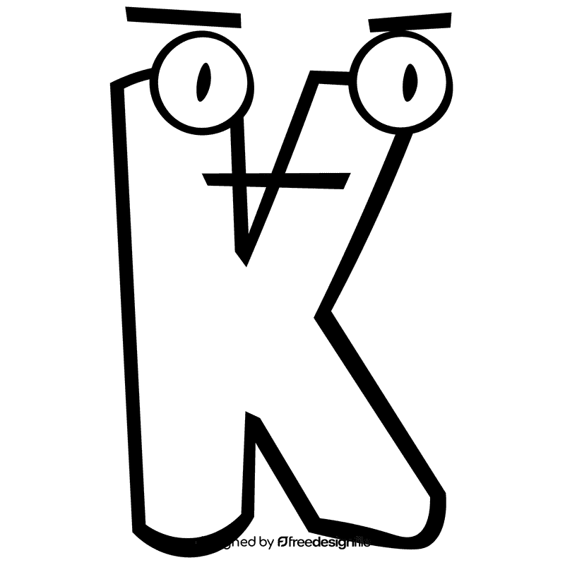 Alphabet letter k black and white clipart