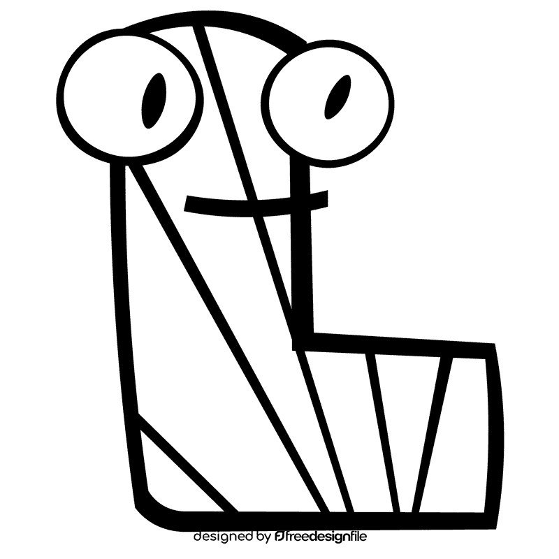 Alphabet letter l black and white clipart