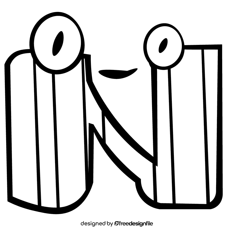 Alphabet letter n black and white clipart