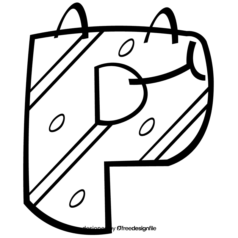 Alphabet letter p black and white clipart