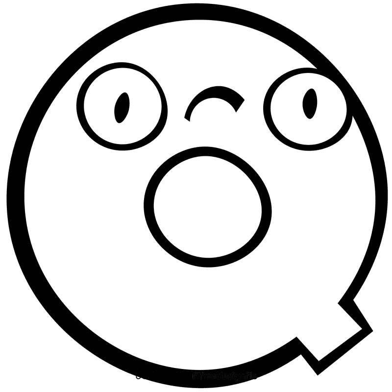 Alphabet letter q black and white clipart