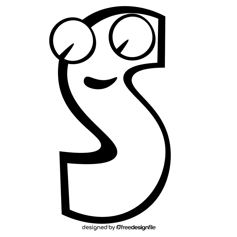 Alphabet letter s black and white clipart