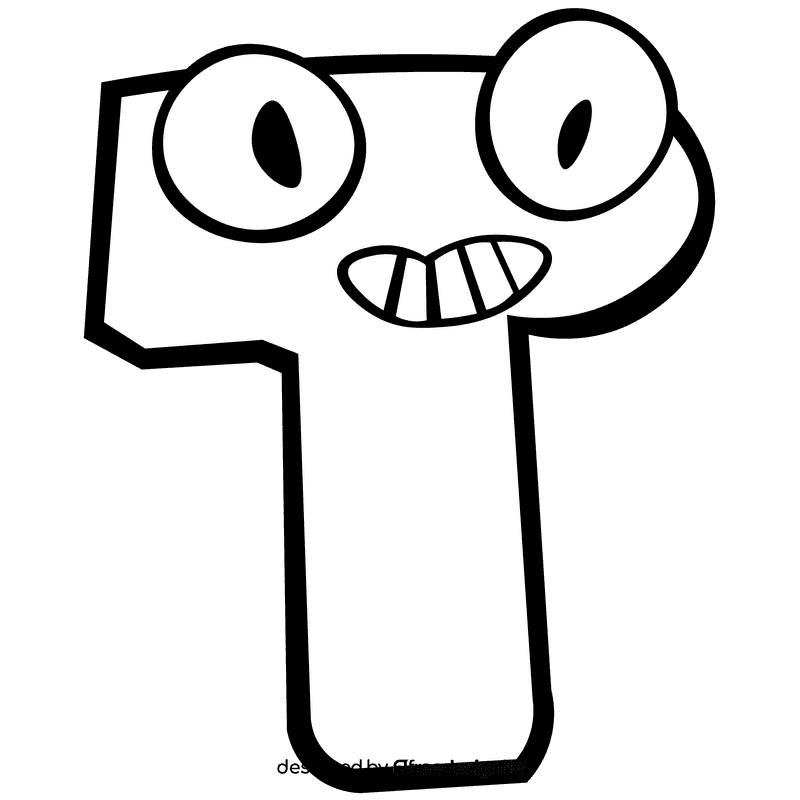 Alphabet letter t black and white clipart