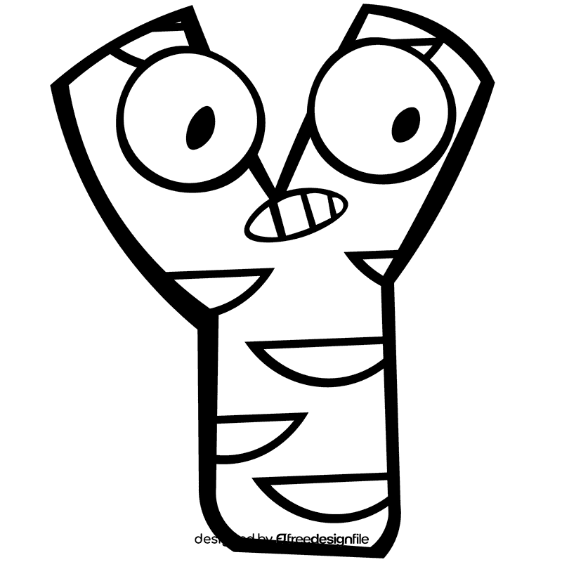 Alphabet letter y black and white clipart