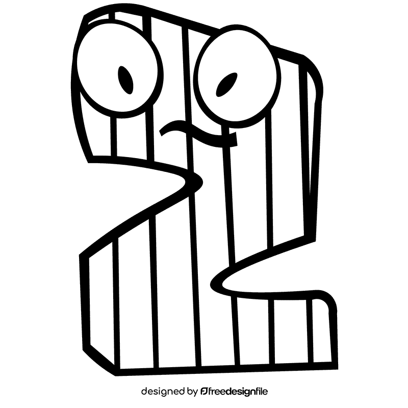 Alphabet letter z black and white clipart