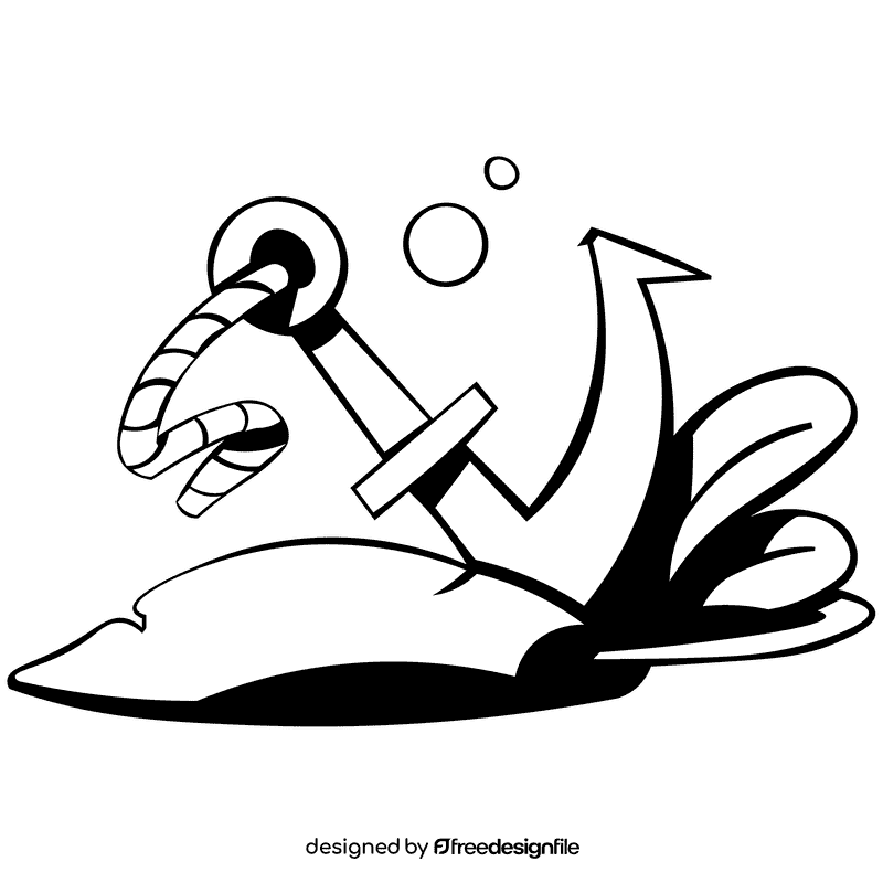 Anchor bottom black and white clipart