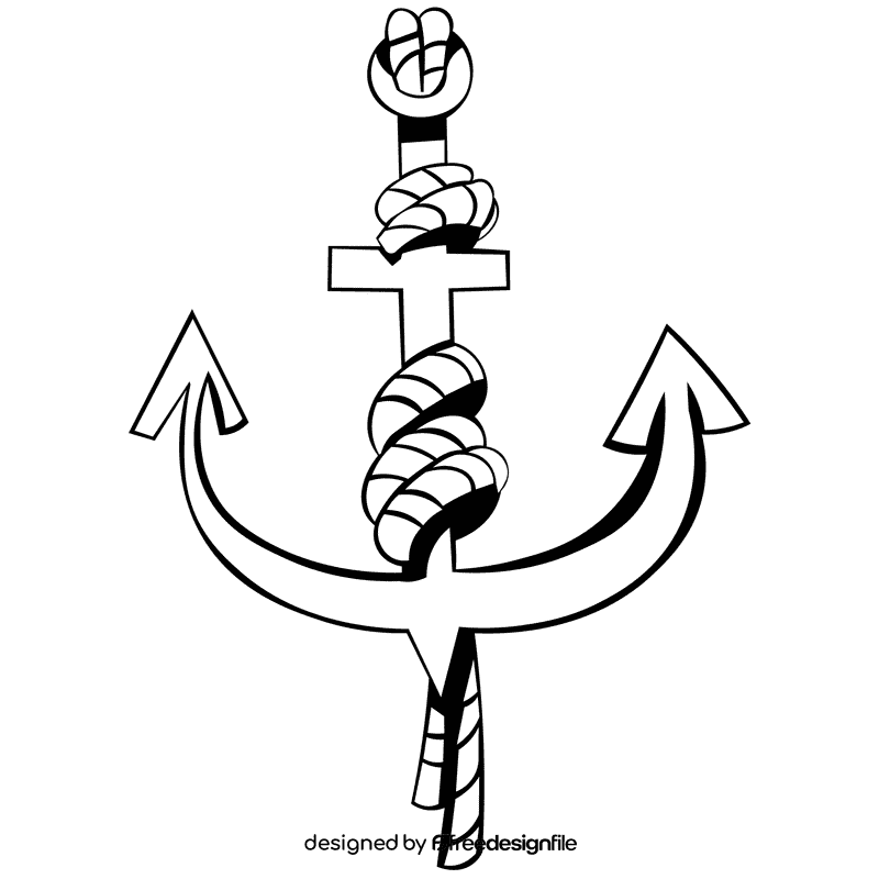 Anchor rope black and white clipart