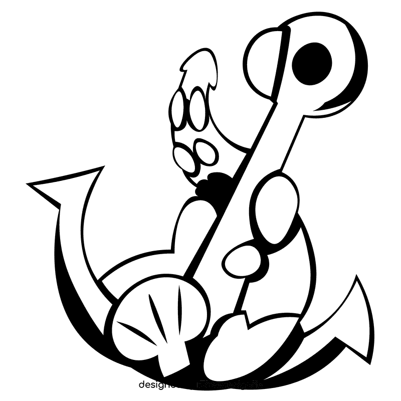 Anchor tentacles black and white clipart