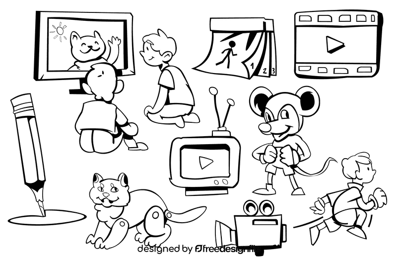 Animation black and white vector