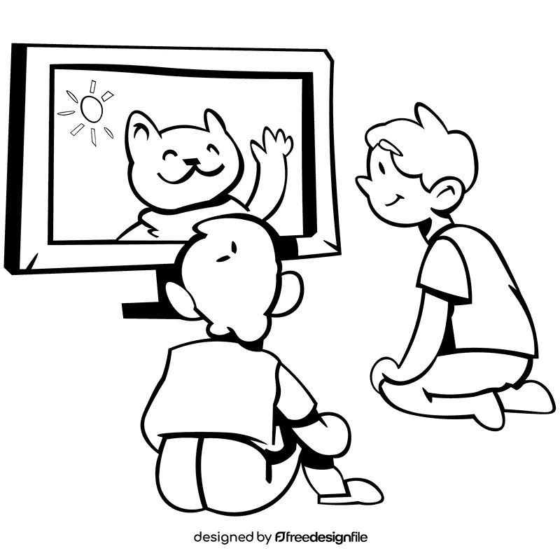 Animation cartoon black and white clipart