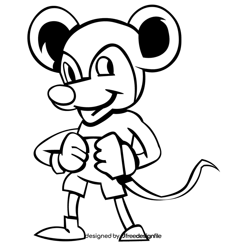 Animation character black and white clipart