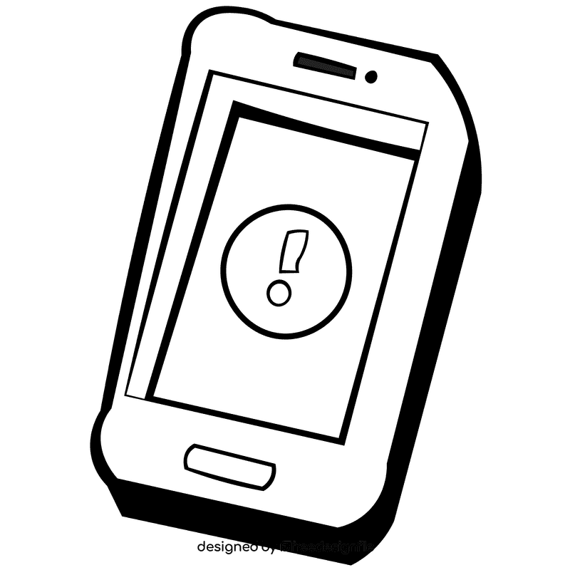 Attention phone black and white clipart