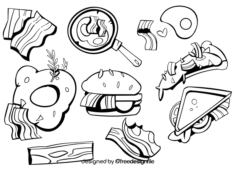 Bacon black and white vector