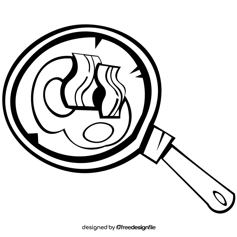 Bacon pan black and white clipart