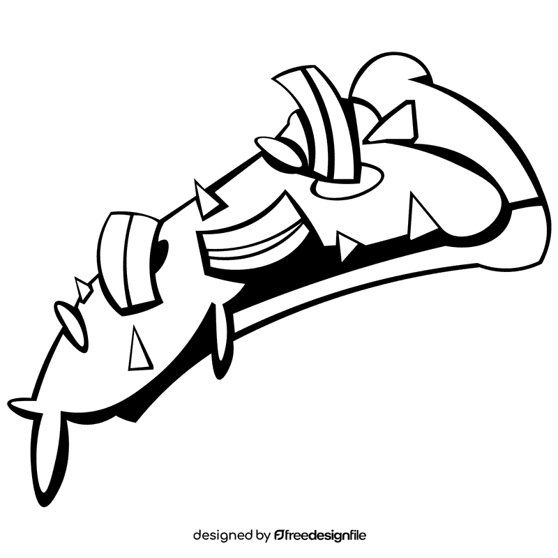 Bacon pizza black and white clipart