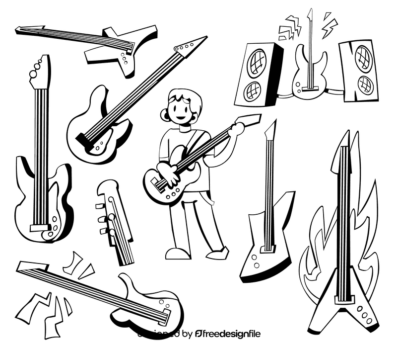 Bass guitar black and white vector Bass guitar black and white vector
