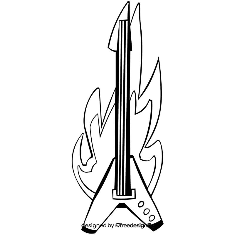 Bass guitar cool black and white clipart