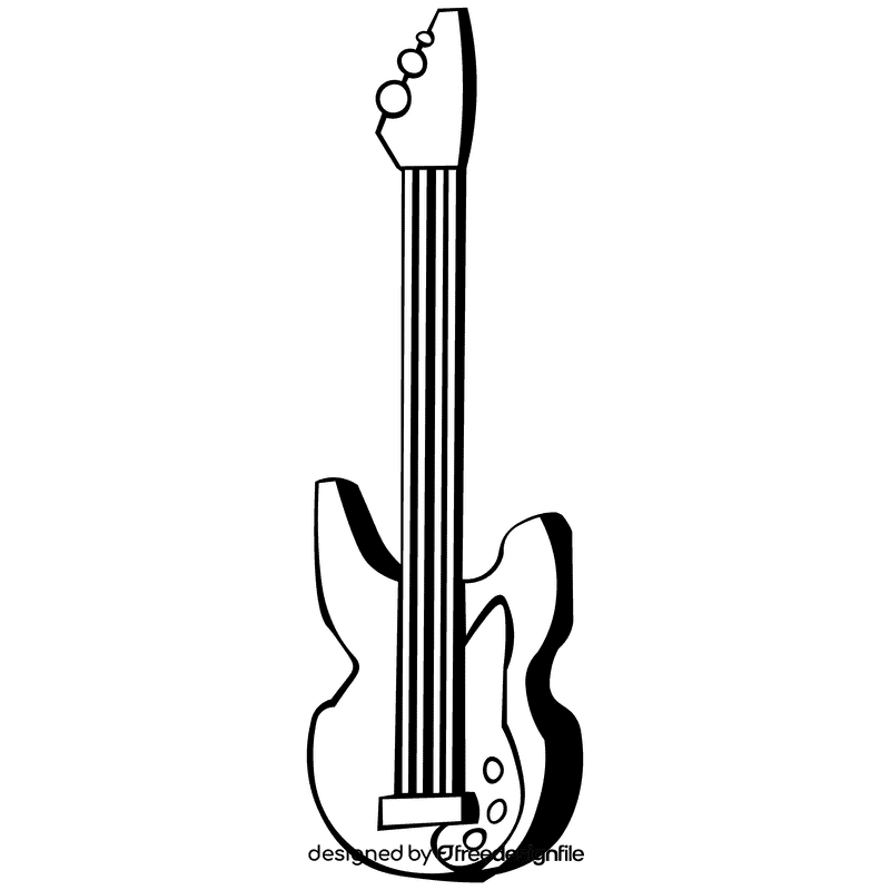 Bass guitar dark black and white clipart
