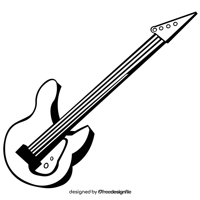 Bass guitar orange black and white clipart